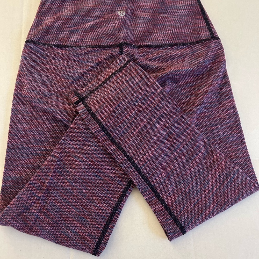 Lululemon Wunder Under Crop Diamond Jacquard Space Dye Blue Magenta Size S - Picture 11 of 11